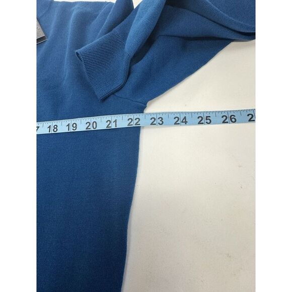 NWT G/FORE V-Neck Quarter Zip Wool Blend Sweater PTRL Blue Men's MEDIUM $255 - Picture 8 of 9